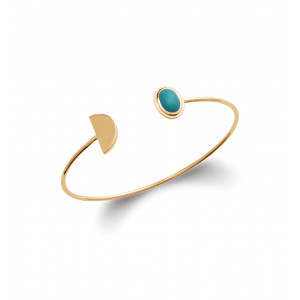 Bracelet jonc plaqué or et pierre Turquoise ESTELLIA - Bijoux Privés Discovery