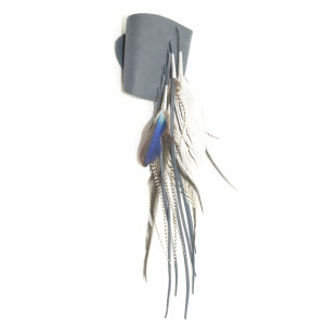 Bracelet Manchette en cuir bleu - Ruby Feathers