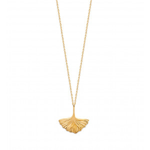 Collier plaqué or ou argent feuille de Ginkgo - Bijoux Privés Discovery