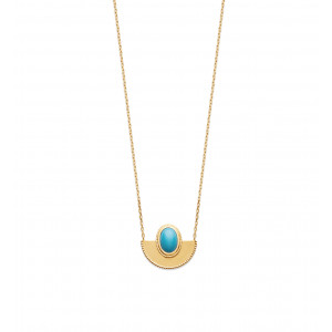 Collier plaqué or jaune et pierre turquoise LAGOON - Bijoux Privés Discovery