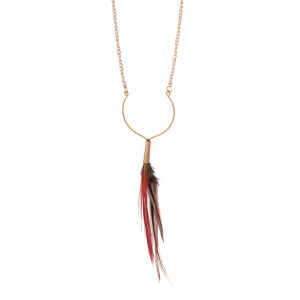 Sautoir plumes rouges et noires - Ruby Feathers