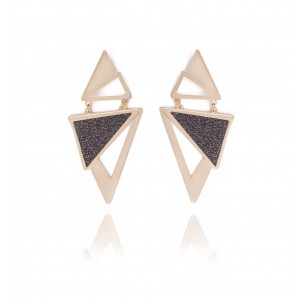 Boucles d'oreilles pendantes "Double triangle" - Poli Joias