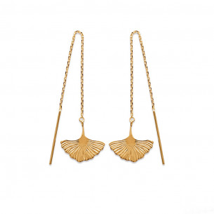 Boucles d'oreilles pendantes feuille de GINKGO - Bijoux Privés Discovery 