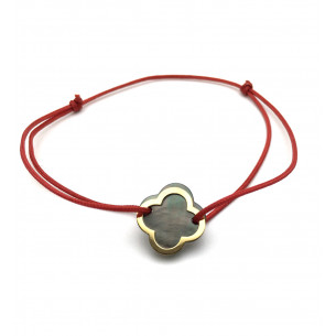 Bracelet cordon rouge et nacre grise - BeJewels