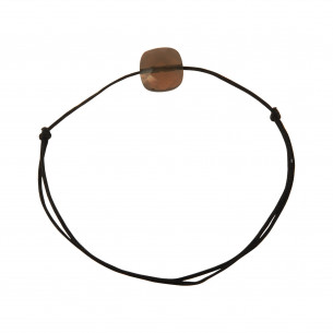 Bracelet cordon noir avec quartz fumé - Bijoux Tikopia