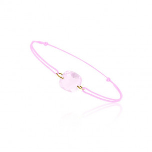 Bracelet avec quartz rose et cordon rose - Be Jewels