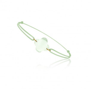 Bracelet cordon vert avec quartz vert fleur - Be Jewels! 