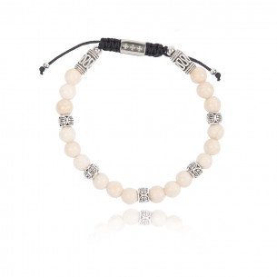 Bracelet pierres naturelles en jaspe de couleur blanche - Lauren Steven