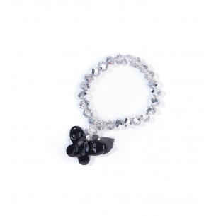 Bracelet en perles transparentes "Paloma" et son papillon noir - Amarkande