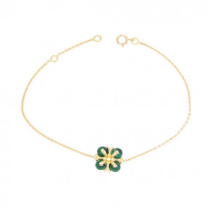 Bracelet chaine or jaune et pierre malachite - Be Jewels! 