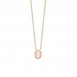 Collier plaqué or ou argent avec une pierre quartz rose EMMA - Bijoux Privés Discovery 