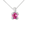 Pendentif Saphir Rose 0,88ct et Pavage Diamants 0,18ct - Or Blanc 18K