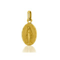 ONEKISS - Médaille Vierge miraculeuse massive - 13 mm, Or jaune 18k 1,10g