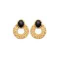 Boucles d'oreilles pendantes agate noire plaqué or TILDA - Bijoux Privés Discovery
