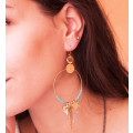 Boucles d'oreilles fantaisies rondes et turquoises - Amarkande