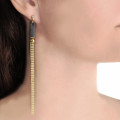 Boucles d'oreilles pendantes en cuir chaines et perles cloutées - Sev Sevad