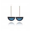 Boucles d'oreilles fantaisies demi-lune noires et bleues - Poli Joias