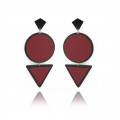 Boucles d'oreilles fantaisies pendantes rouges et noires  - Poli Joias