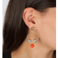 Boucles d'oreilles pendantes oranges et grises - Poli Joias