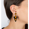Boucles d'oreilles triangles oranges et noires - Poli Joias