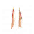 Boucles d'oreilles pendantes plumes avec cuir brun - Ruby Feathers