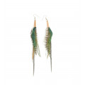 Boucles d'oreilles pendantes plumes vertes - Ruby Feathers