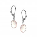 Boucles d'oreilles en or blanc pendantes et quartz roses - BeJewels