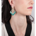 Boucles d'oreilles pendantes avec losange verts - Poli Joias