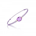 Bracelet cordon violet avec améthyste ovale - Be Jewels