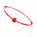 Bracelet cordon rouge avec une pierre corail - Be Jewels!
