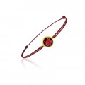 Bracelet cordon rouge pierre grenat ronde sertie - Be Jewels!