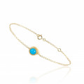 Bracelet chaine en or jaune "virgule" et pierre cabochon - Be Jewels