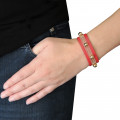 Bracelet cuir rouge avec perles cloutées dorées - Sev Sevad