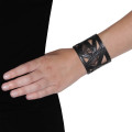 Bracelet manchette en cuir noir et dentelle pour femme - Sev Sevad