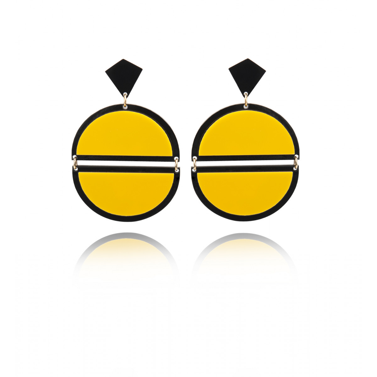 Pearled Cross Earrings, Black, Yellow Gold – Gigi Clozeau - Jewelry