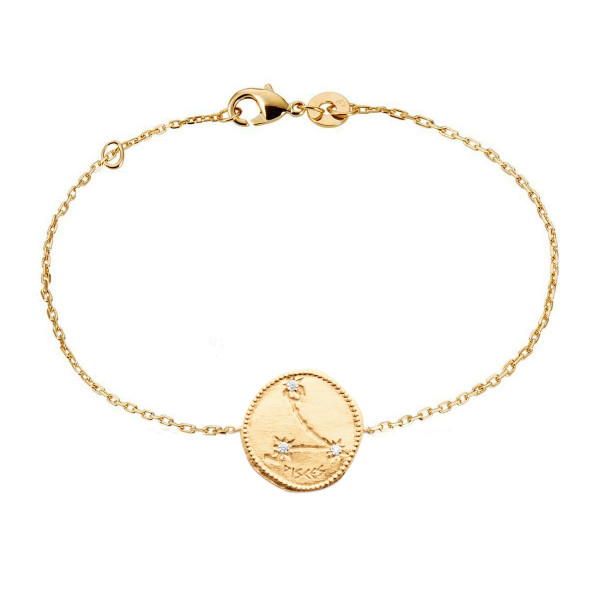 Zodiac sign fish medal bracelet from the astrological jewelry collection bijoux Prives Discovery